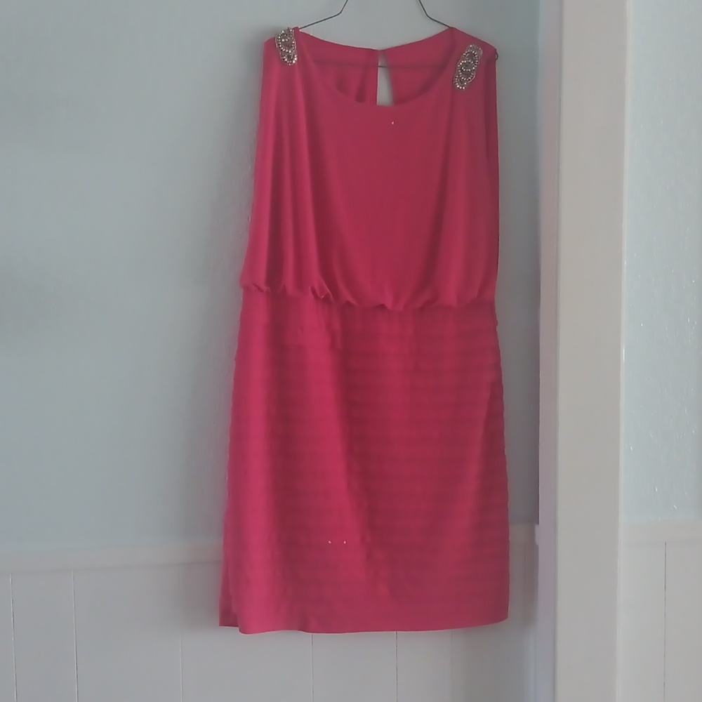 Dressbarn Tiered Dress Sleeveless Beaded Detail Party‎ Cocktail Woman Size 14 Co
